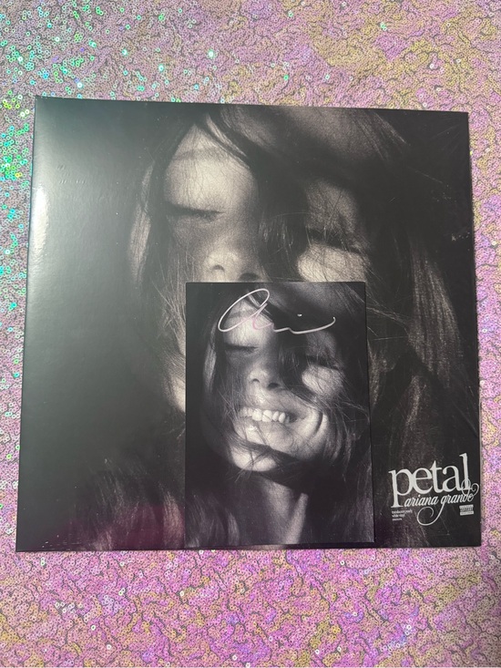 Ariana Grande Other - Ariana Grande PINK SIGNED Vinyl LP Petal Album Translucent Pearly White